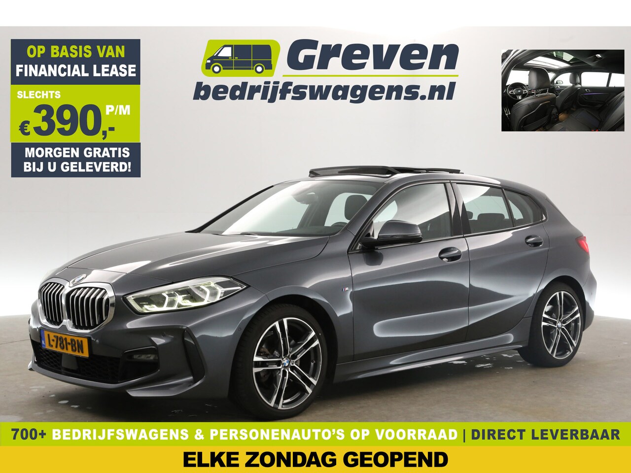 BMW 1-serie - 118i M-Sport Automaat Panoramadak Sfeerverl. LED Camera Virtual Clima Cruise Navi PDC 18'' - AutoWereld.nl