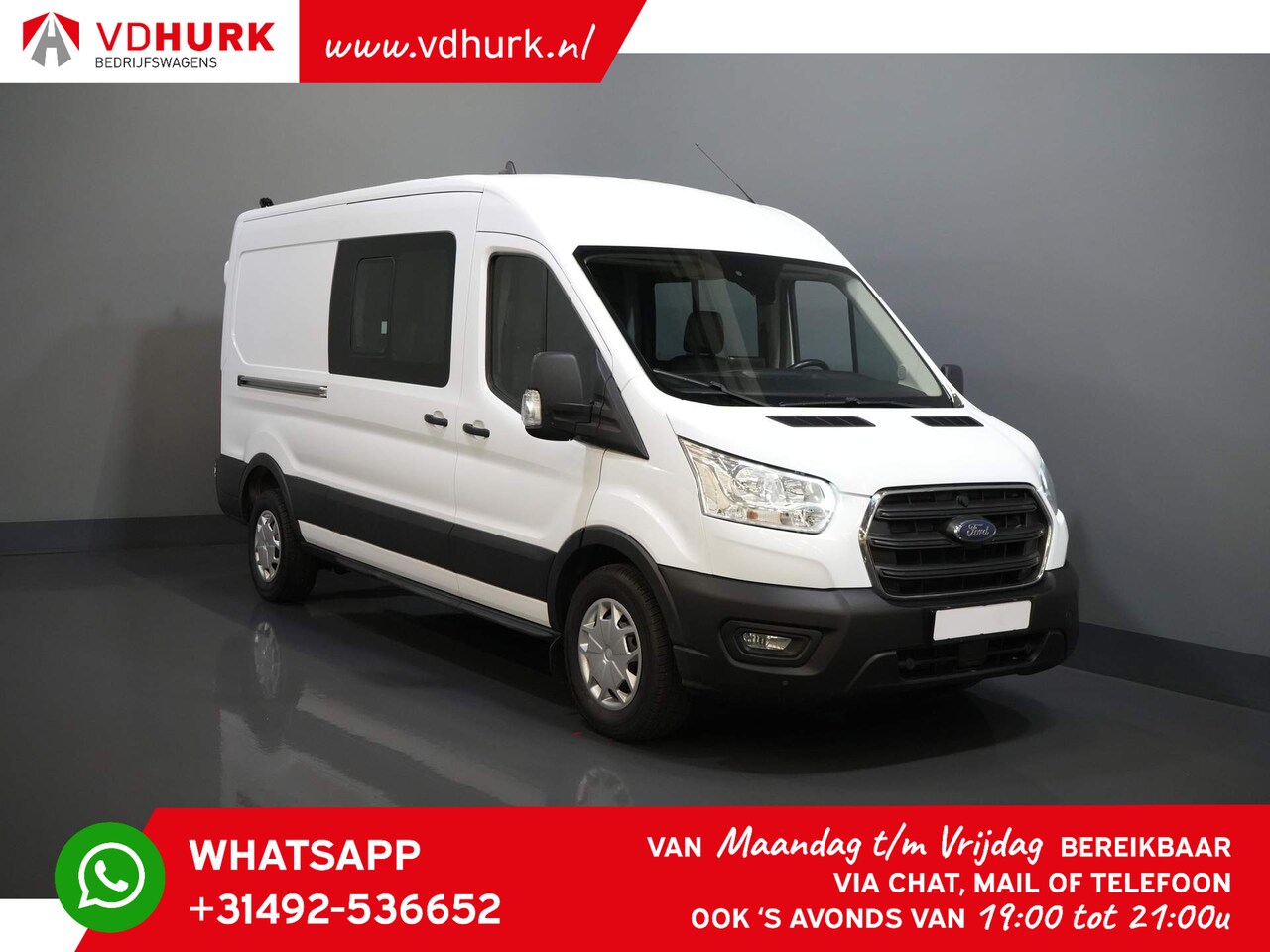 Ford Transit - 2.0 TDCI 130 pk L3H2 DC Dubbel Cabine 7 Pers. / Adapt. Cruise/ Riem V.V./ CarPlay/ PDC/ Na - AutoWereld.nl