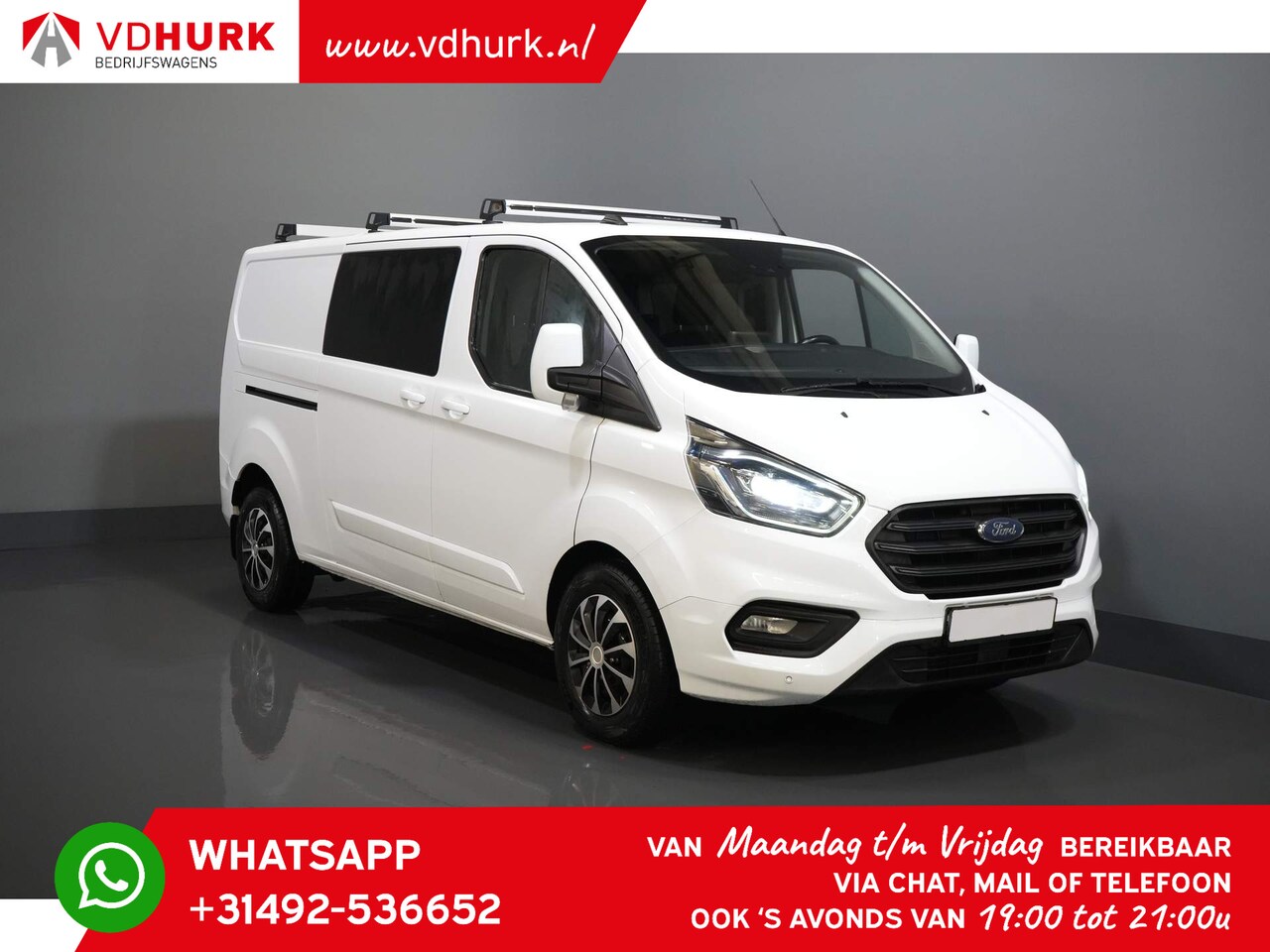 Ford Transit Custom - 2.0 TDCI 170 pk Aut. L2 DC Dubbel Cabine/ Standkachel/ 2x Schuifdeur/ CarPlay/ Bi-Xenon/ S - AutoWereld.nl