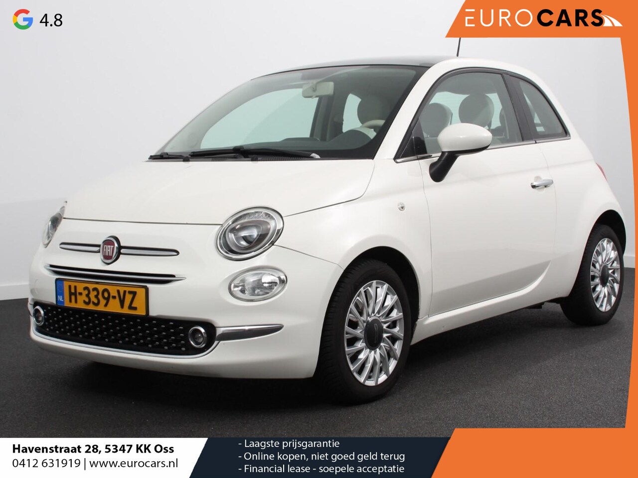 Fiat 500 - 0.9 TwinAir Lounge 80 pk | Airco | Panorama dak | Lichtmetalen velgen | Blue tooth - AutoWereld.nl