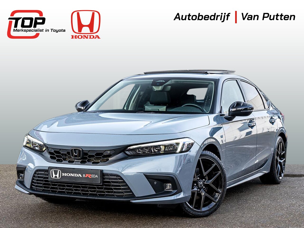 Honda Civic - 2.0 Advance Full Hybrid Automaat | Ducktail Spoiler Sonic Gray | Leder | Panoramadak | Bos - AutoWereld.nl