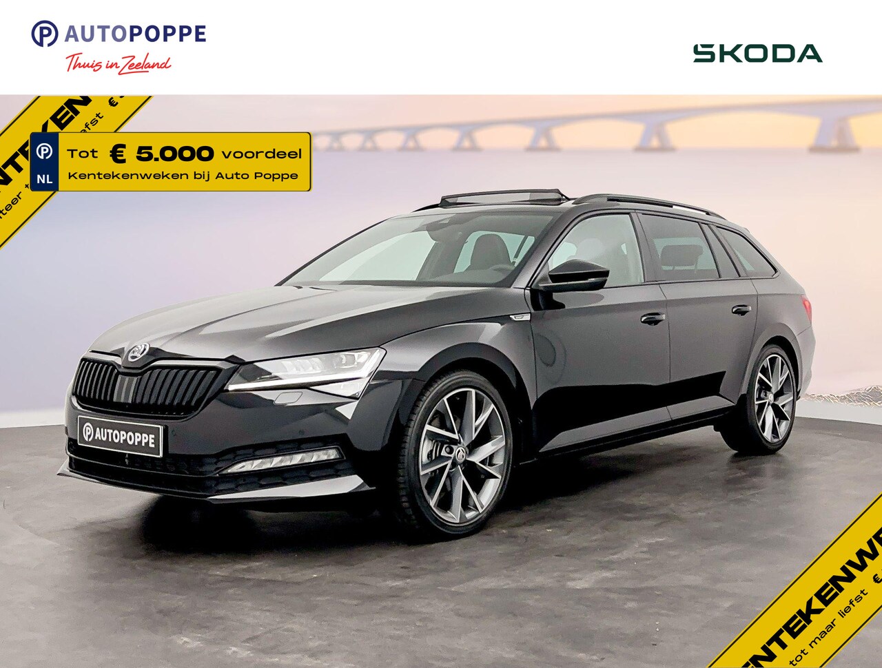 Skoda Superb Combi - 1.5 TSI ACT Sportline Business Panoramadak - Trekhaak - 19 inch LM - AutoWereld.nl