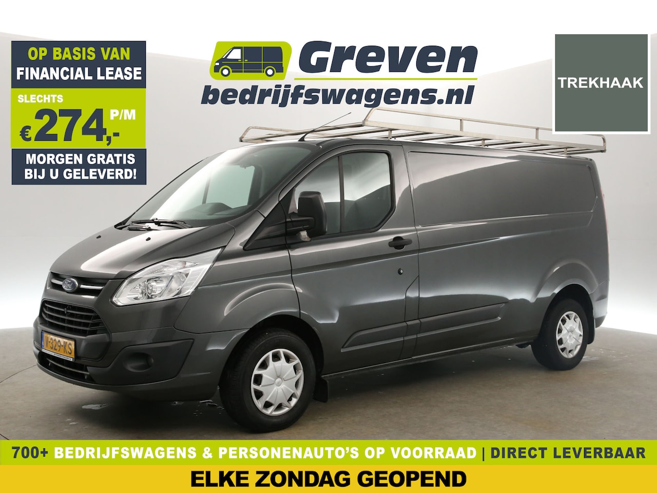 Ford Transit Custom - 290 2.0 TDCI L2H1 Airco Cruise Parkeersensoren 3 Persoons Imperiaal Trekhaak - AutoWereld.nl