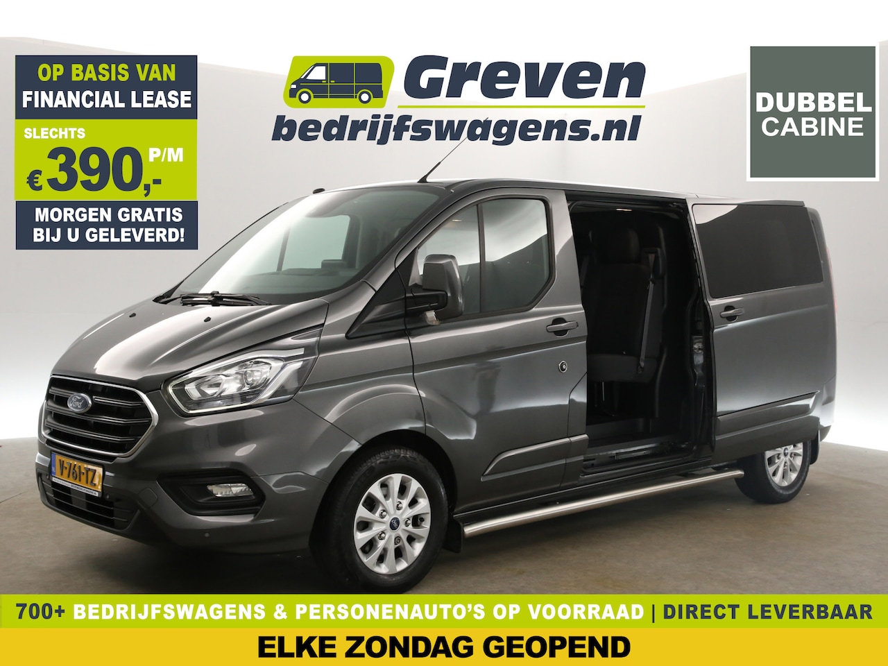 Ford Transit Custom - 320 2.0 TDCI L2H1 Limited | Dubbele Cabine | 5 Persoons | Airco Camera 2xSchuifdeur Carpla - AutoWereld.nl