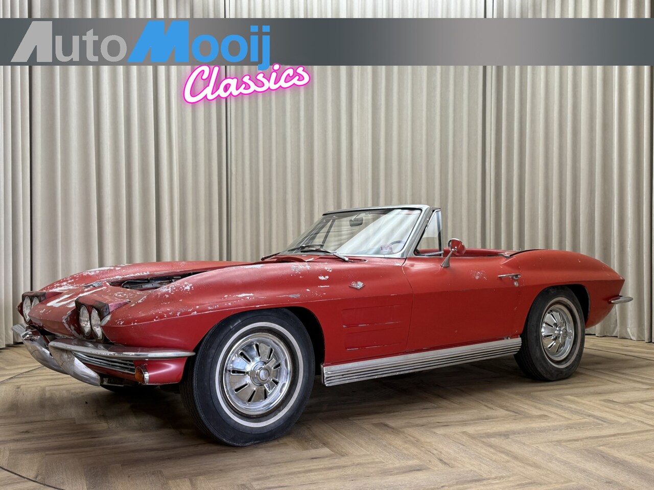 Corvette C2 - Sting Ray Cabriolet / Matching #'s / 250 HP / Manual / Project / Riverside Red / 327Cu / 5 - AutoWereld.nl