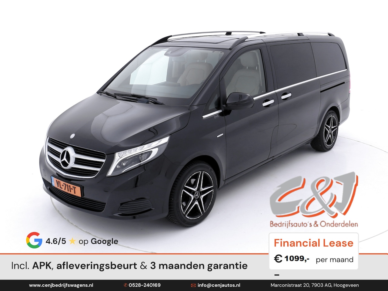 Mercedes-Benz V-klasse - 220 CDI Lang Avantgarde dubbele cabine luxe lease 1099,- p/md - AutoWereld.nl