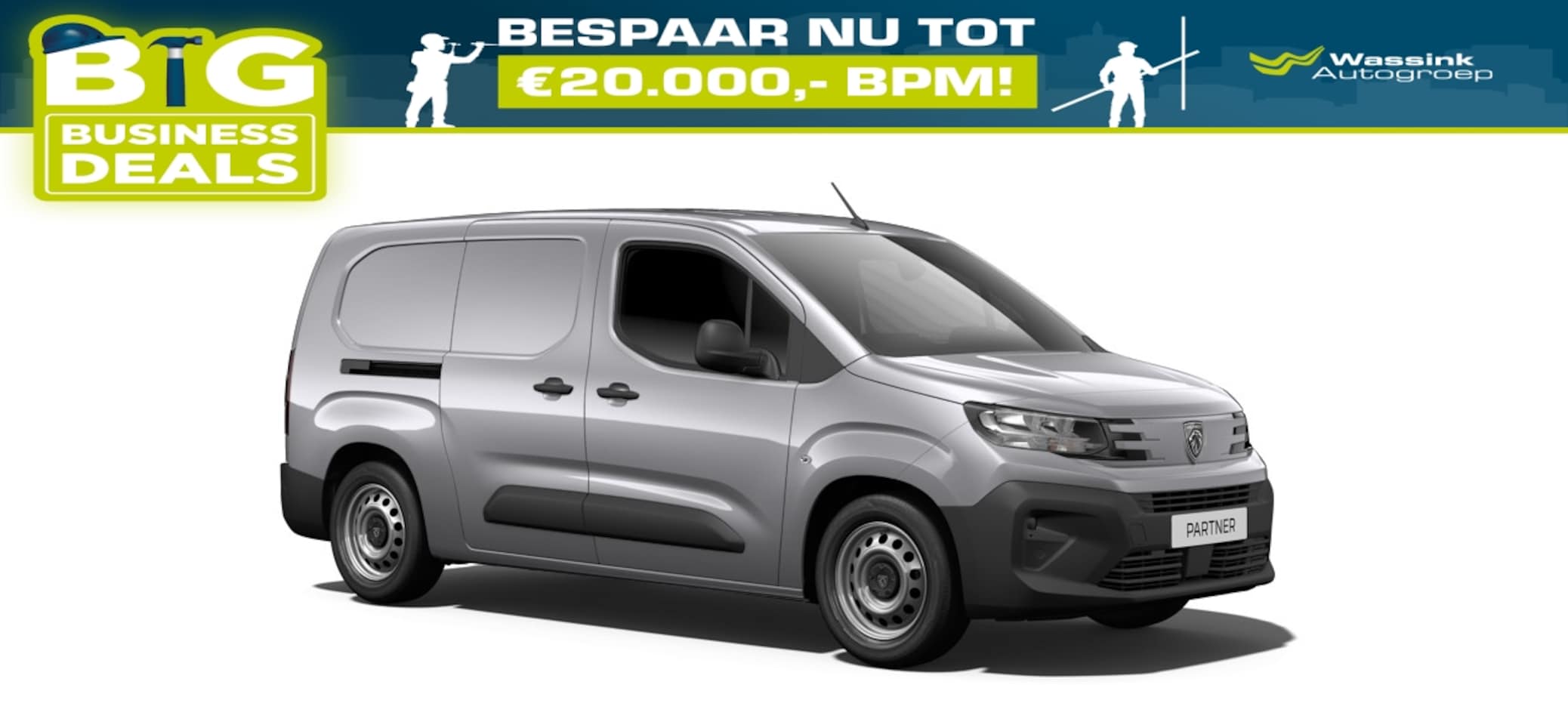 Peugeot Partner - 1.5 BlueHDi 100pk 1000 kg L2 | Apple Carplay/Android Auto | Airco | Cruise control | Houte - AutoWereld.nl