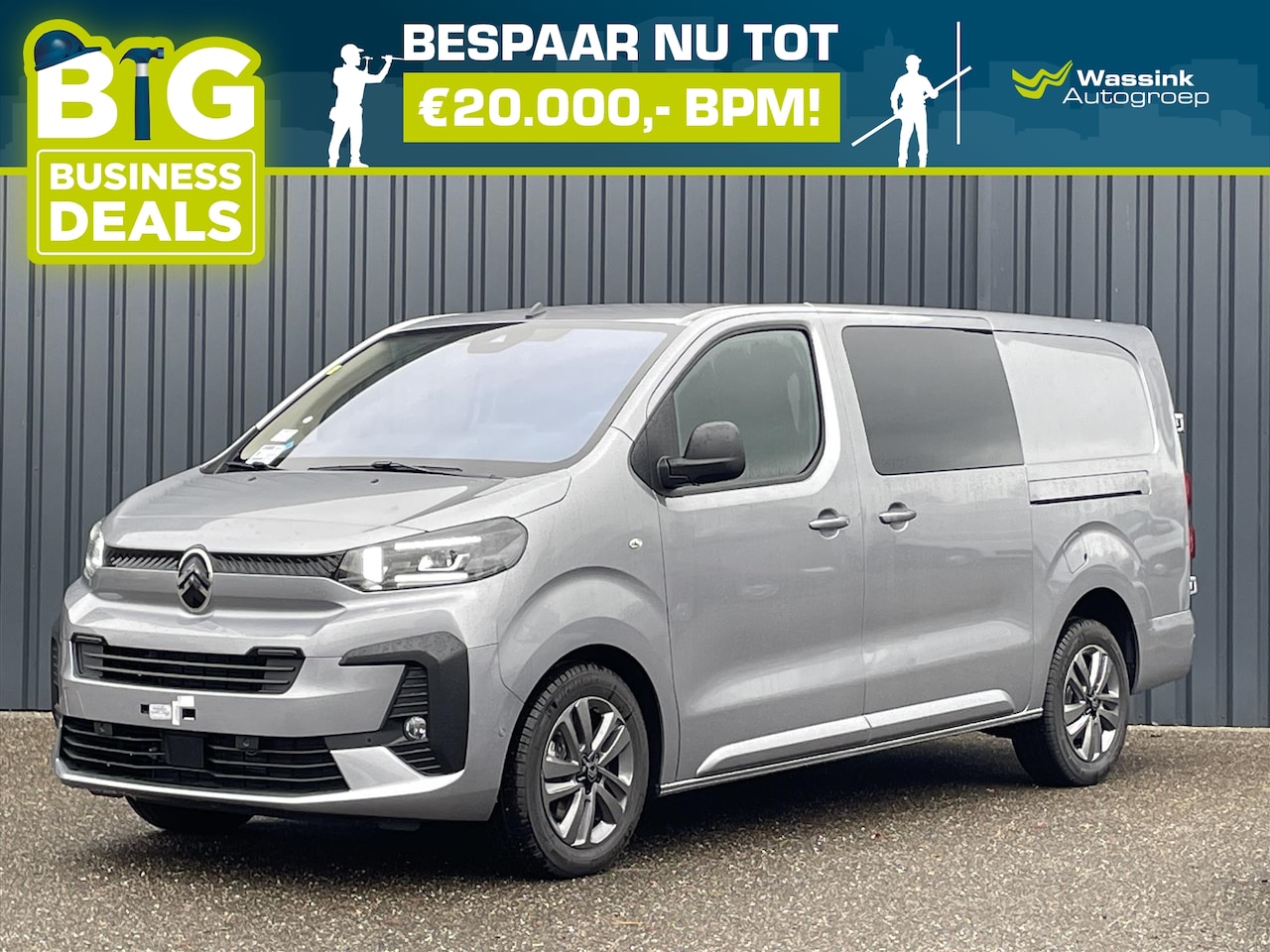 Citroën Jumpy - Dubbel Cabine 2.0 BlueHDi 145pk Automaat L3 Pack Ergonomie met pas.stoel Metallic lak LED - AutoWereld.nl