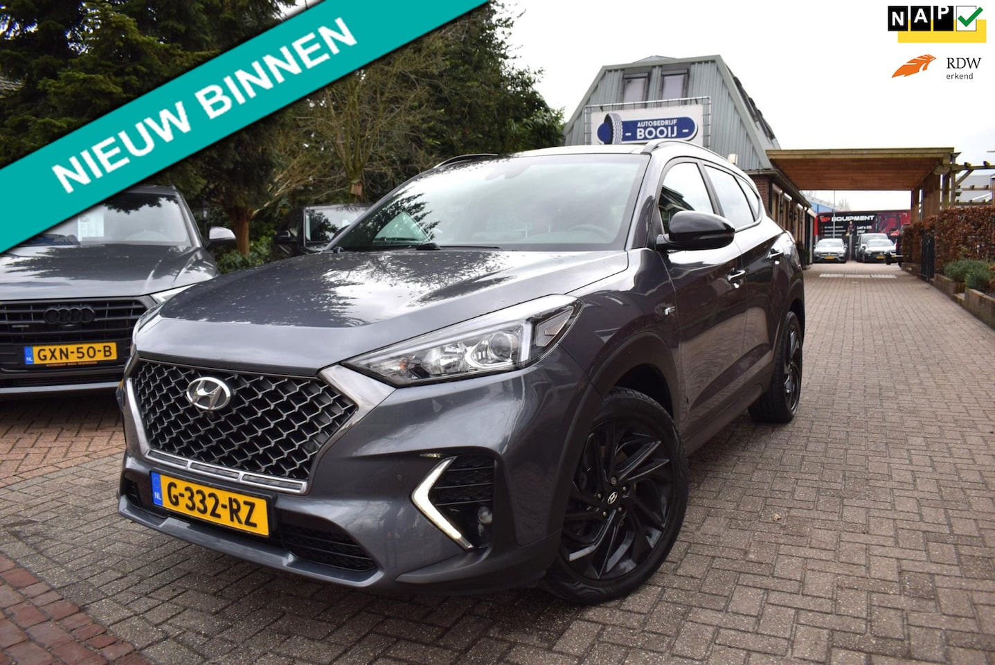 Hyundai Tucson - 1.6 T-GDI N-Line/AUTOM/ ADAP-CRUISE/PANODAK/NAVI/CAMERA/DODEHOEKD/AIRCO-ECC/TREKH/PDC V+A/ - AutoWereld.nl