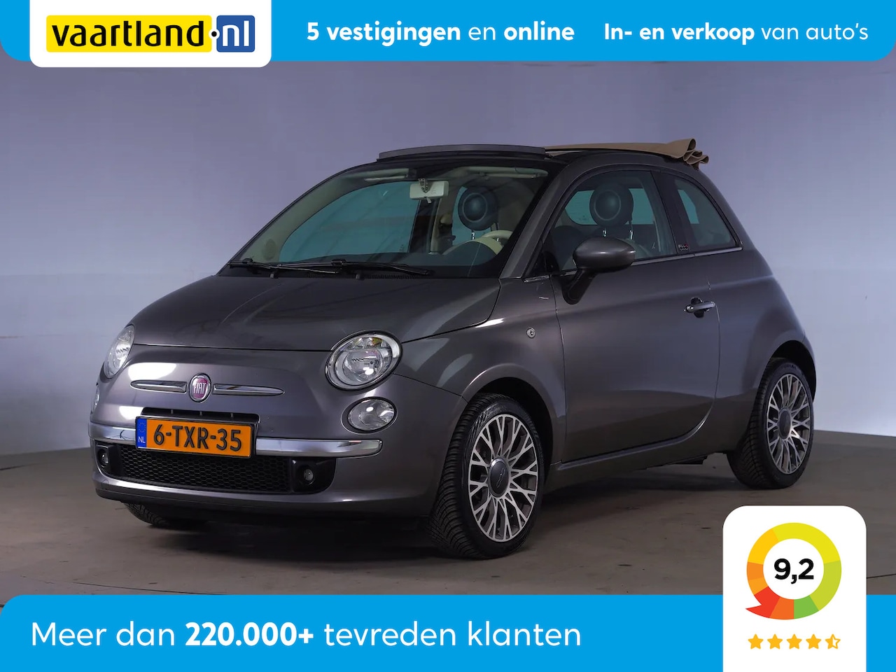 Fiat 500 C - 0.9 TwinAir Turbo Lounge [ Half leder Airco Parkeersensoren ] - AutoWereld.nl