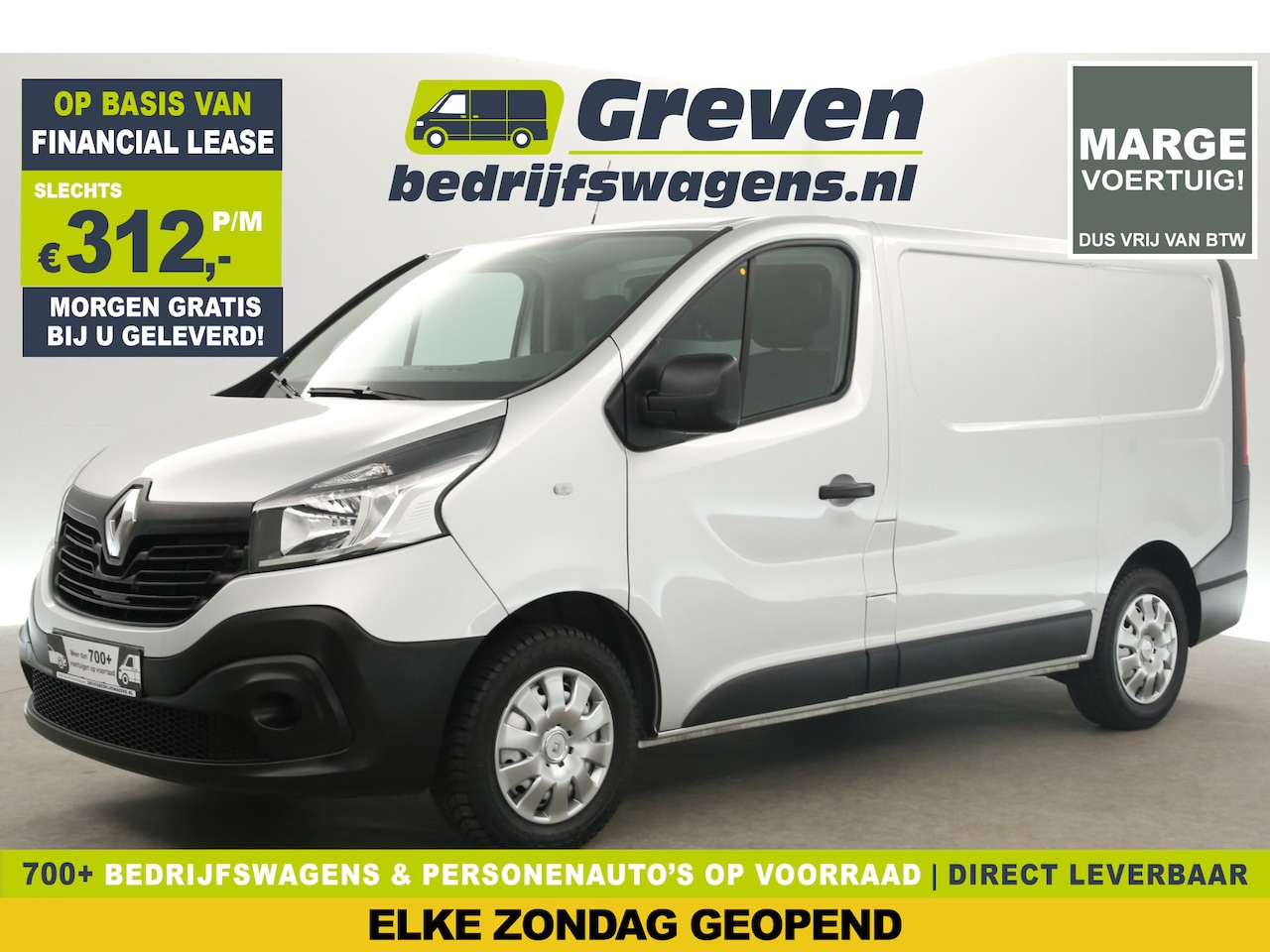 Renault Trafic - 1.6 dCi T27 L1H1 Marge | Airco Cruise Navigatie Parkeersensoren Elektrpakket Schuifdeur - AutoWereld.nl