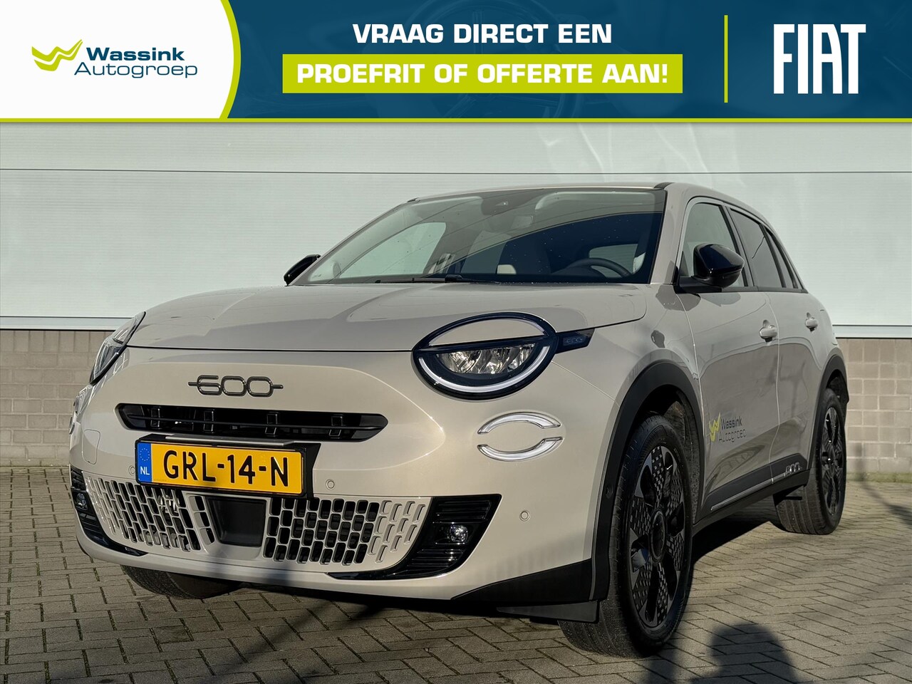 Fiat 600 - 1.2 Hybrid Turbo Charged 100pk Aut La Prima | Automaat | Carplay | Ivoor Kleurige Bekledin - AutoWereld.nl