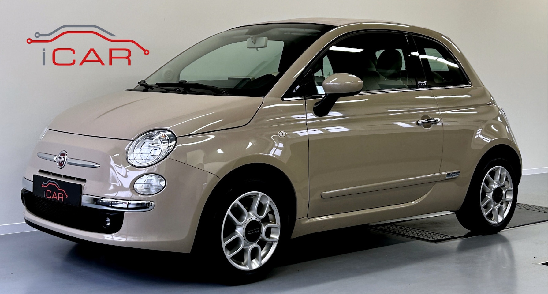 Fiat 500 C - 1.2 Lounge Cappuccino Bruin Leer Beige Kap - AutoWereld.nl