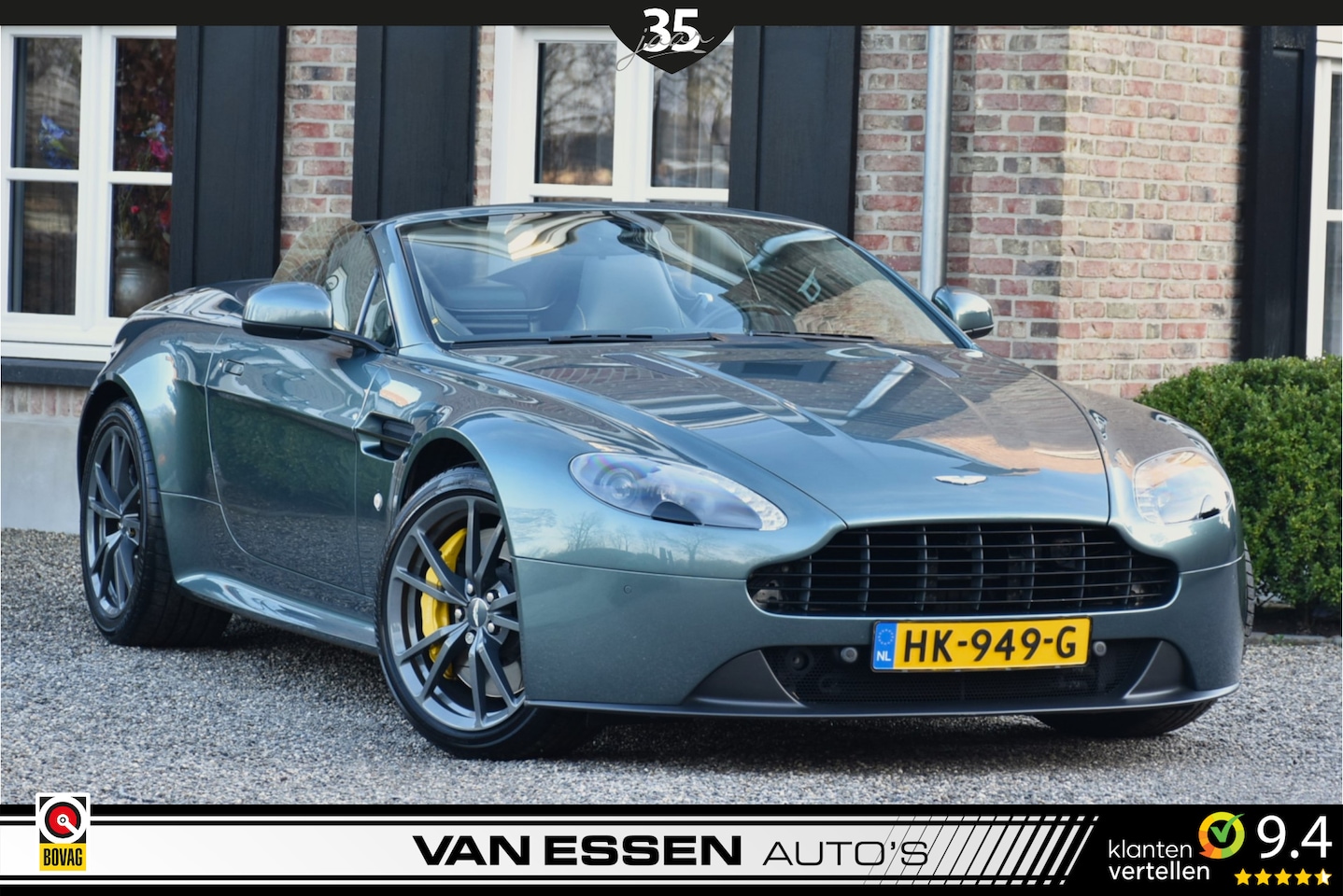 Aston Martin V8 Vantage Roadster - 4.7 V8 S Sportshift N430 Alloro Green Volledige Historie! - AutoWereld.nl