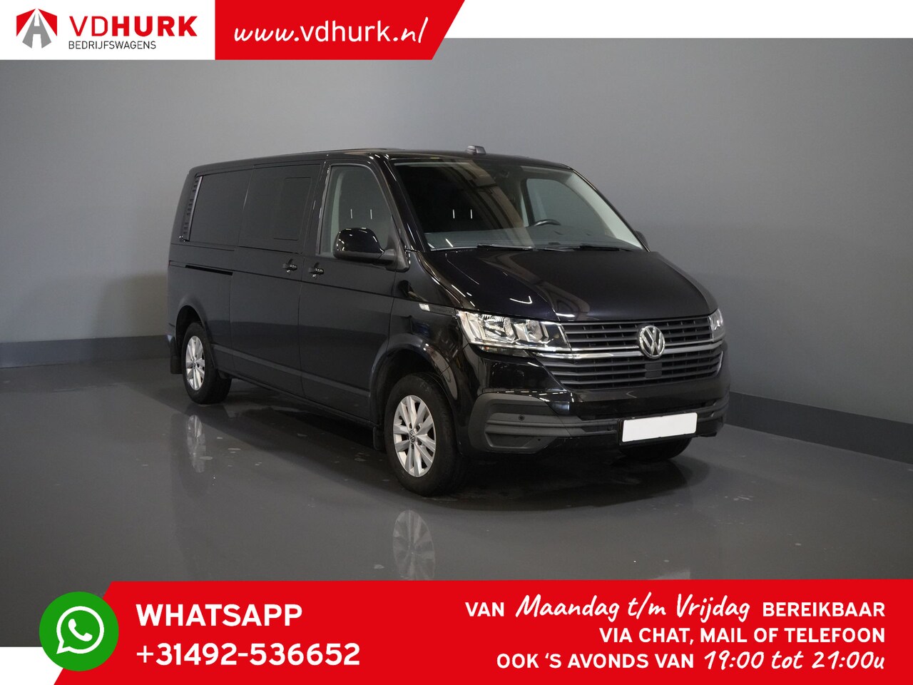 Volkswagen Transporter - T6.1 2.0 TDI 150 pk DSG Aut. L2 DC Dubbel Cabine Adapt. Cruise/ 2.5t Trekhaak/ Carplay/ PD - AutoWereld.nl