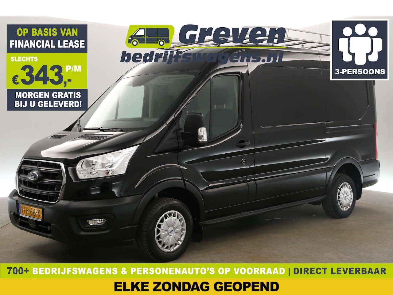 Ford Transit - 290 2.0 TDCI L2H2 Airco Cruise LED Trekhaak Imperiaal Ladder 3 Persoons PDC - AutoWereld.nl