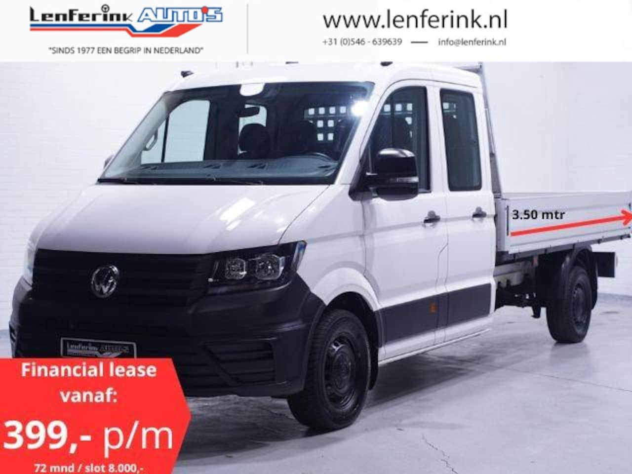 Volkswagen Crafter - 2.0 TDI 140 pk Dubbel Cabine 7p Pick Up / Open Laadbak Airco, Trekhaak 3.000 kg, Cruise Co - AutoWereld.nl