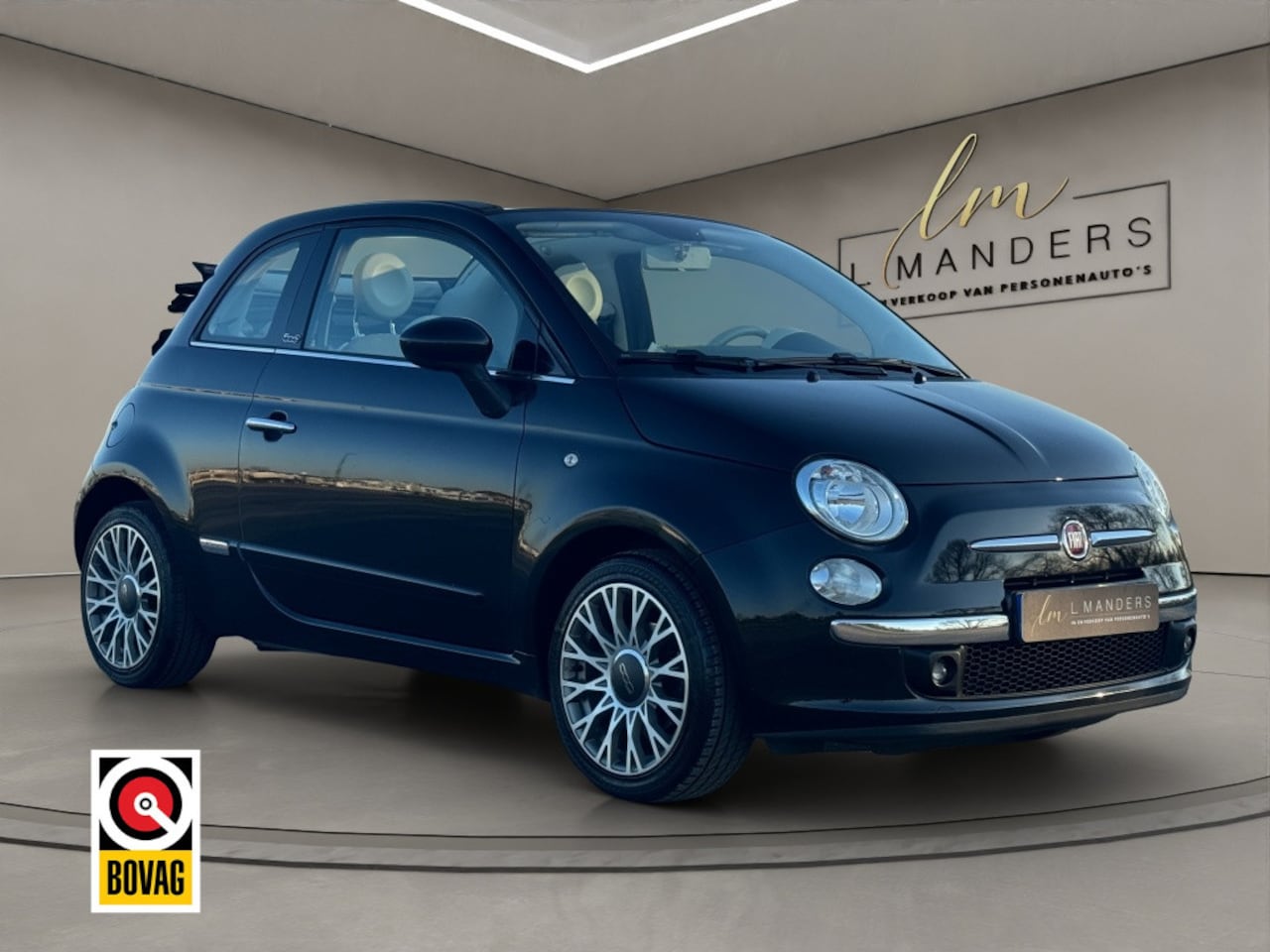 Fiat 500 C - 0.9 TwinAir Lounge 2013 ZWART | Cabrio | Airco | LMV - AutoWereld.nl