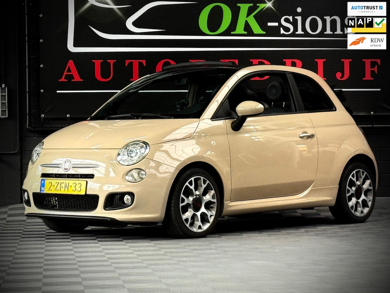 Fiat 500 - S Sport Cabrio Beige/Cappuccino/Airco/Xenon/NAP/NLauto - AutoWereld.nl