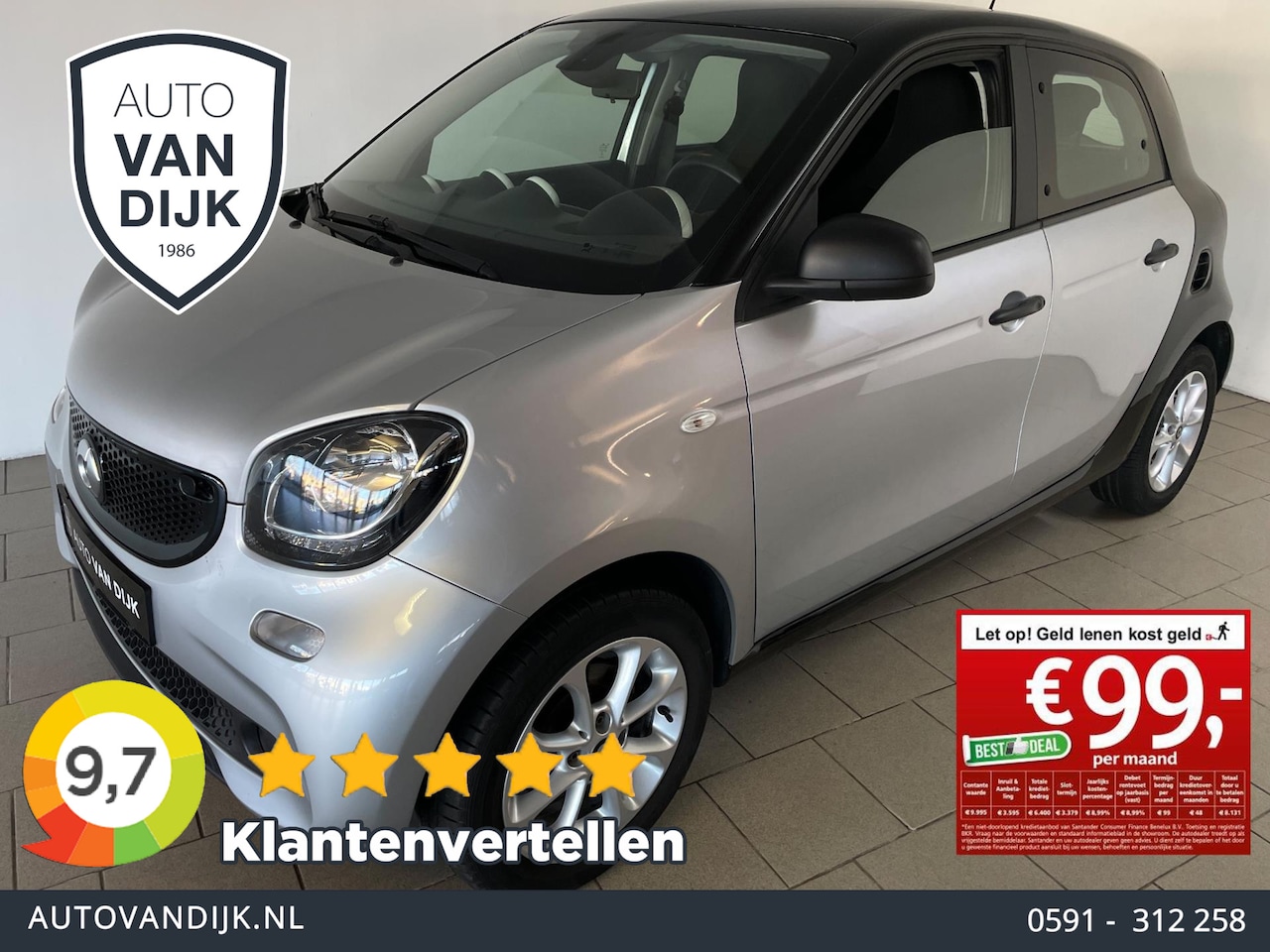 Smart Forfour - 1.0 Business Solution AIRCO CRUISE BLUETOOTH ELEK RAMEN CENT VERG LM VELGEN PRIVACYGLAS ZE - AutoWereld.nl