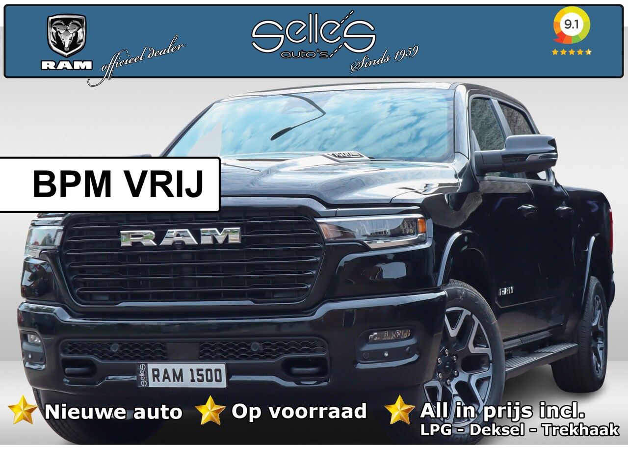 Dodge Ram 1500 - 2025 3.0L HURRICANE LARAMIE SPORT | BPM VRIJ | NIEUW | LPG in of onderbouw | Deksel - AutoWereld.nl