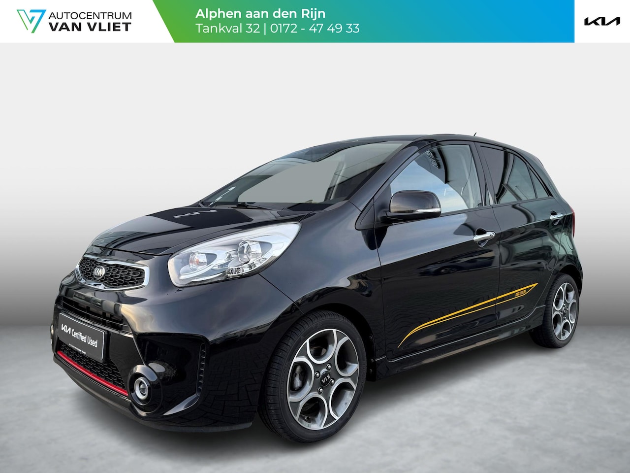 Kia Picanto - 1.2 CVVT SportsLine | Black & Yellow Edition | Stoelverwarming | Climate Control - AutoWereld.nl