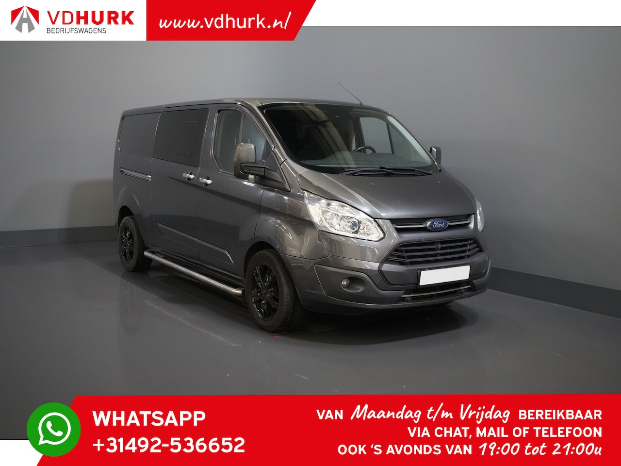 Ford Transit Custom - 2.0 TDCI 170 pk L2 Limited DC Dubbel Cabine 2x Schuifdeuren/ Stoelverw./ 17”LMV/ Navi/ Cru - AutoWereld.nl