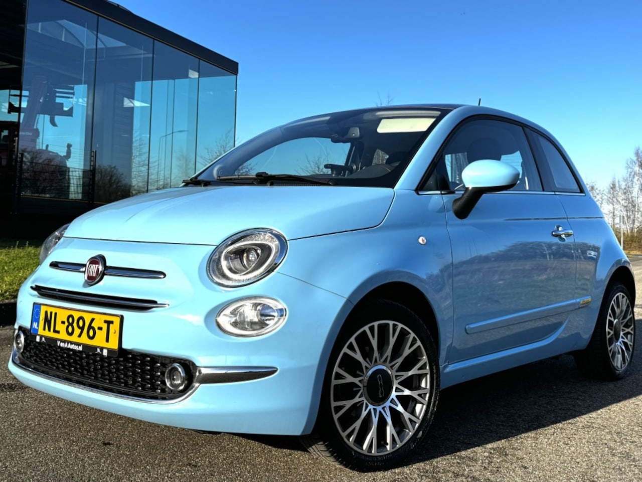 Fiat 500 - 1.2 Lounge Babyblauw Navi Glazendak BTW - AutoWereld.nl