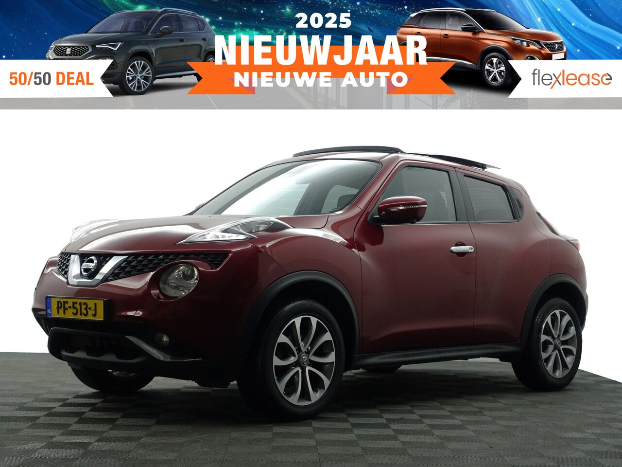 Nissan Juke - 1.6 Tekna Aut- Panoramadak, 360 Camera, Keyless, Leder Interieur, Clima, Navigatie - AutoWereld.nl