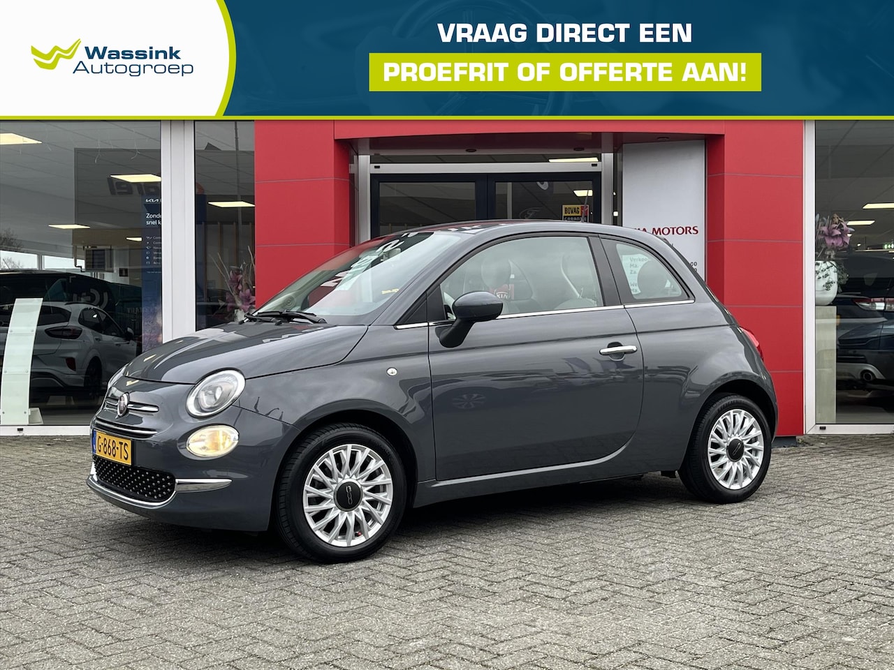 Fiat 500 - 1.2 69pk Lounge | Navigatie | Parkeersensoren Achter | 15 Inch Velgen | - AutoWereld.nl