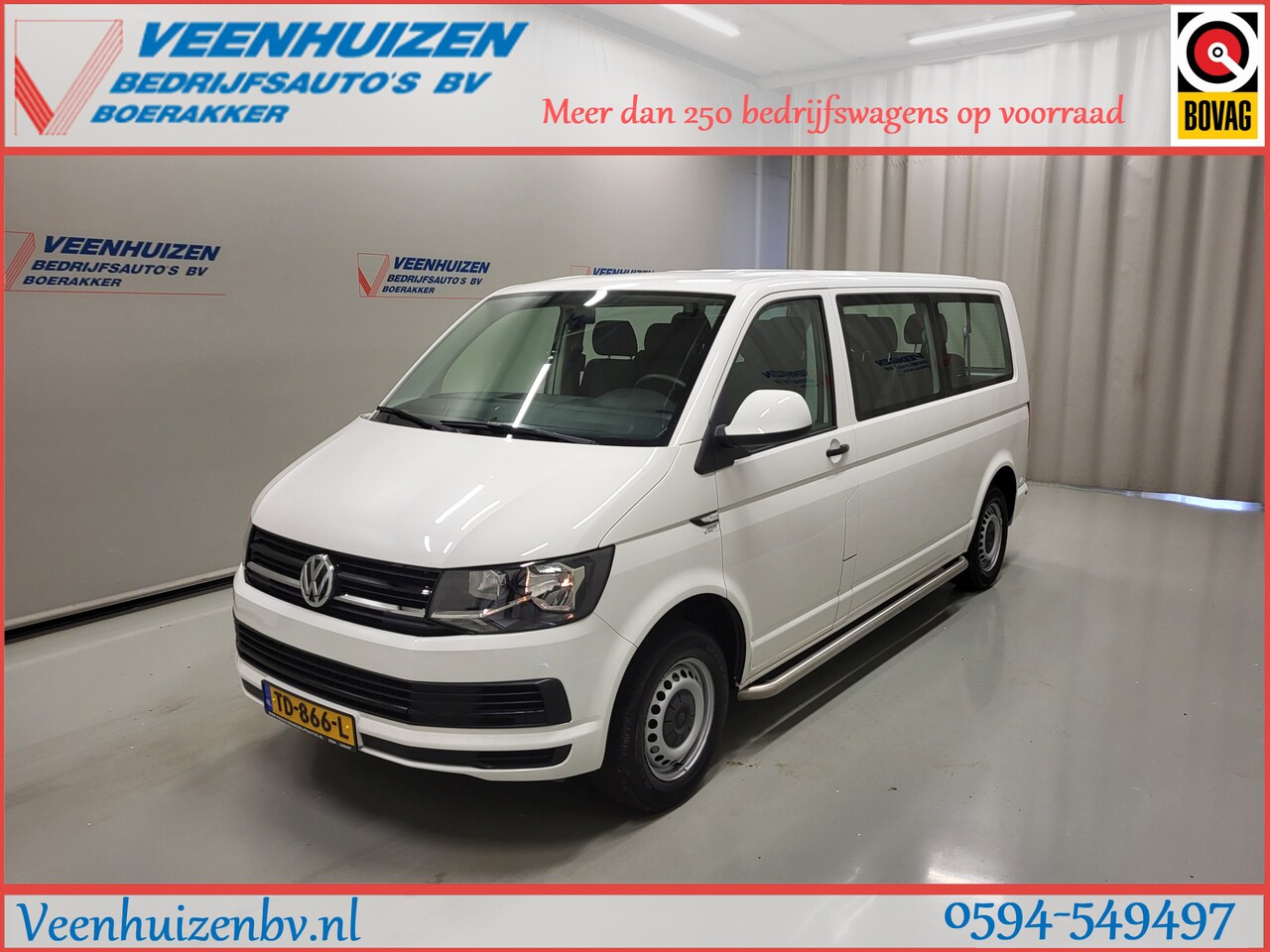 Volkswagen Transporter Kombi - 2.0TSI L2/H1 Personenbus 9-Persoons Excl. BTW Bpm vrij Benzine! - AutoWereld.nl