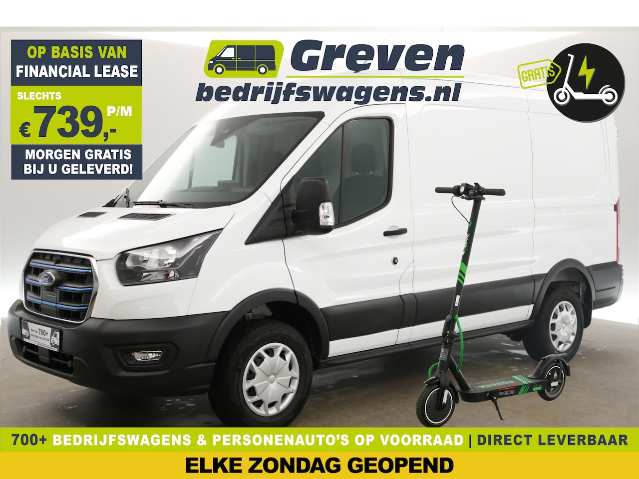 Ford E-Transit - 390 68 kWh L2H2 | GRATIS E-Step! | Elektrisch 184PK Automaat Airco Adaptive-Cruise Camera - AutoWereld.nl