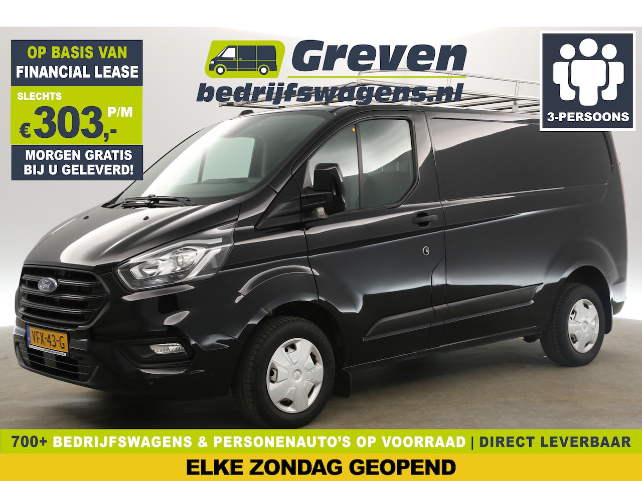 Ford Transit Custom - 280 2.0 TDCI L1H1 Airco Cruise LED Imperiaal Parkeersensoren 3 Persoons Trekhaak - AutoWereld.nl