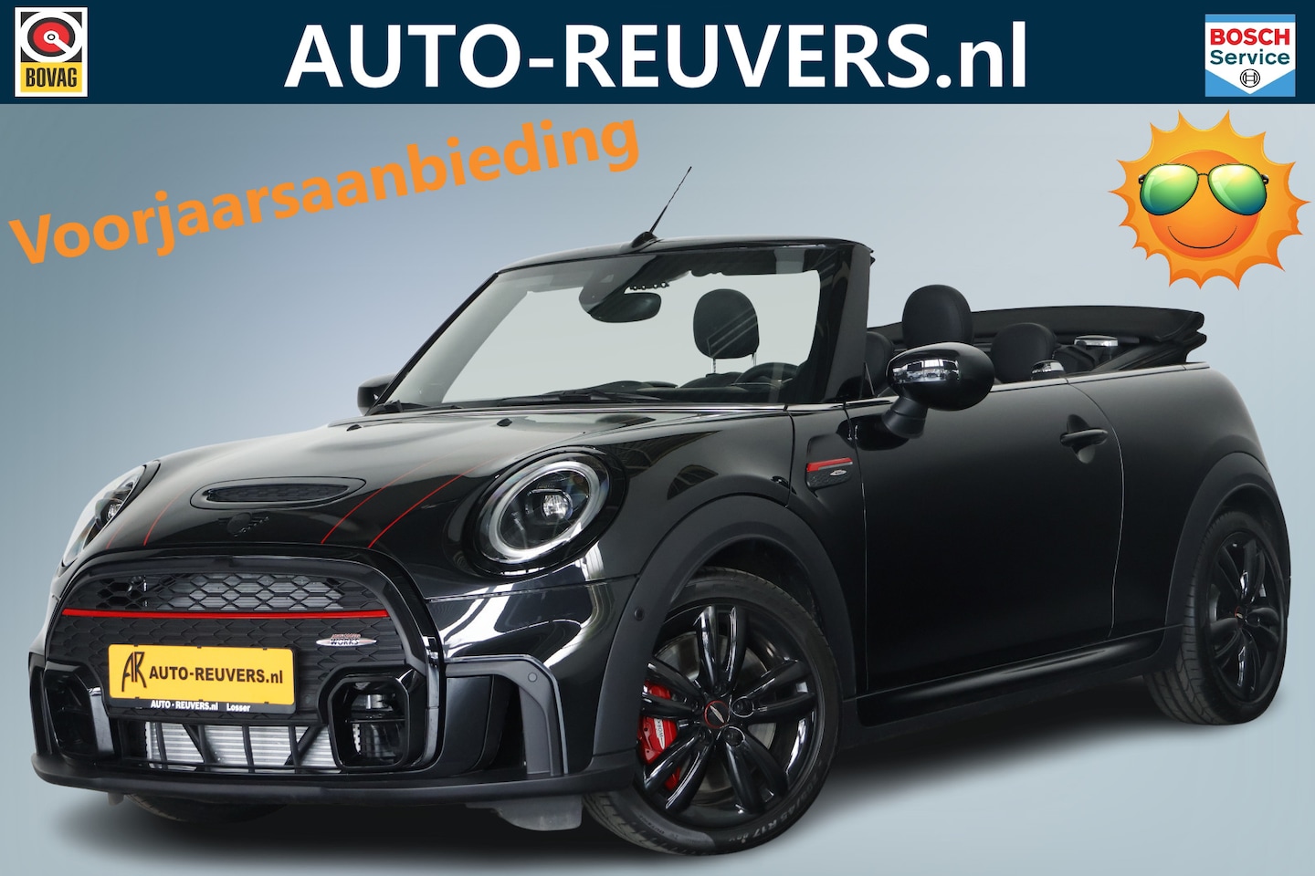 MINI Cabrio - Mini 2.0 John Cooper Works JCW Pack 232 pK  Navi / Carplay / Leder / Automaat / ACC / LED - AutoWereld.nl