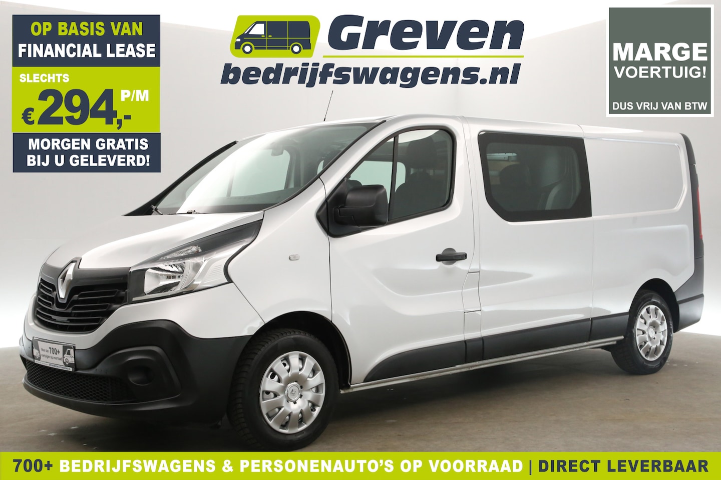 Renault Trafic - 1.6 dCi L2H1 Marge Dubbele Cabine Airco Cruise Navi 5 Persoons PDC Trekhaak - AutoWereld.nl