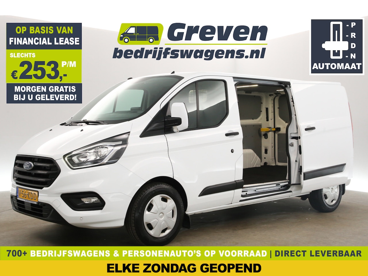 Ford Transit Custom - 340 2.0 TDCI L2H1 Trend Automaat Airco Cruise Carplay LED 2xSchuifdeur Stoelverwarming Nav - AutoWereld.nl