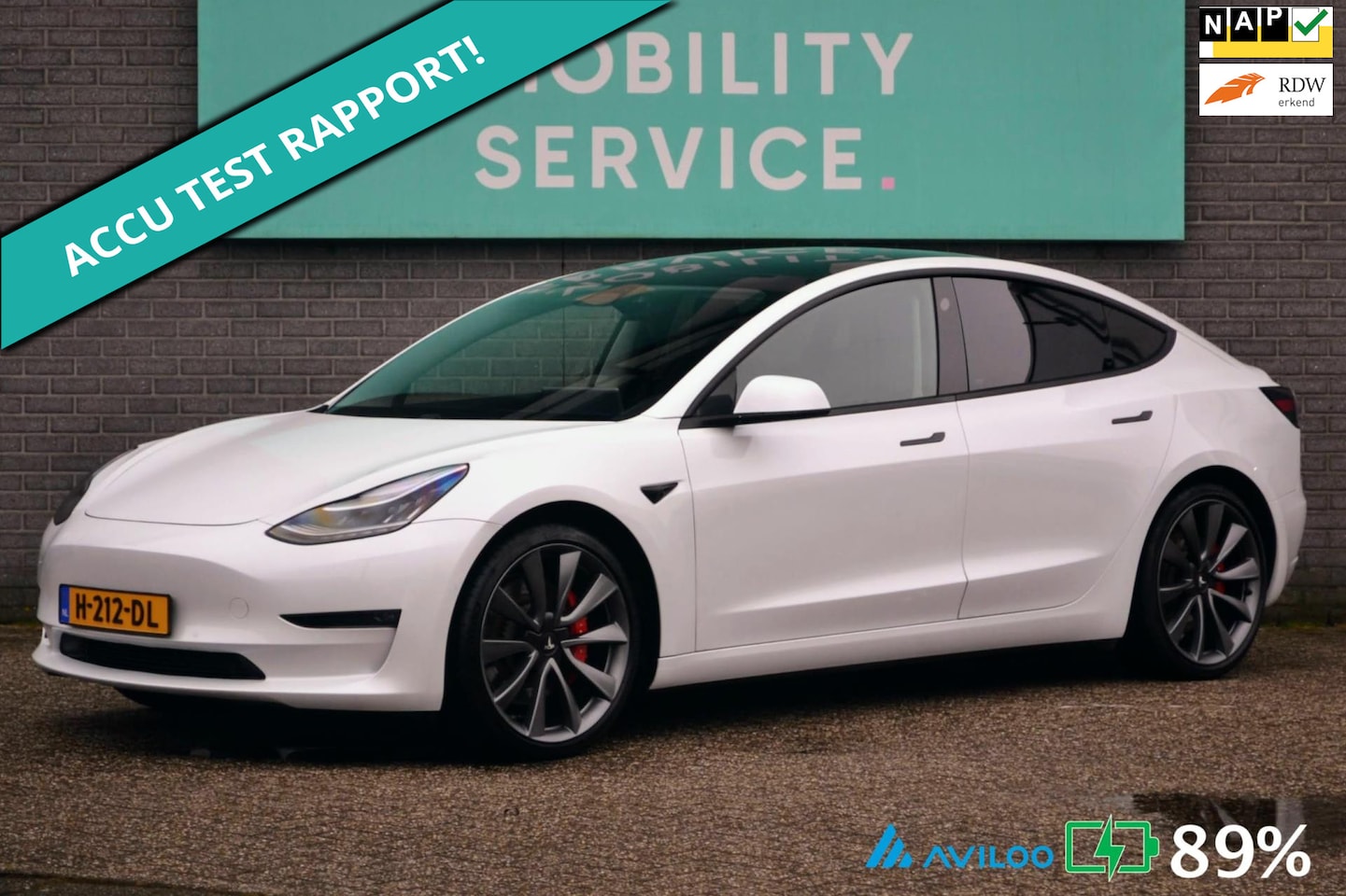 Tesla Model 3 - Performance AWD 75 kWh SOH89% Pano AutoPilot LED ACCU- CHECK - AutoWereld.nl