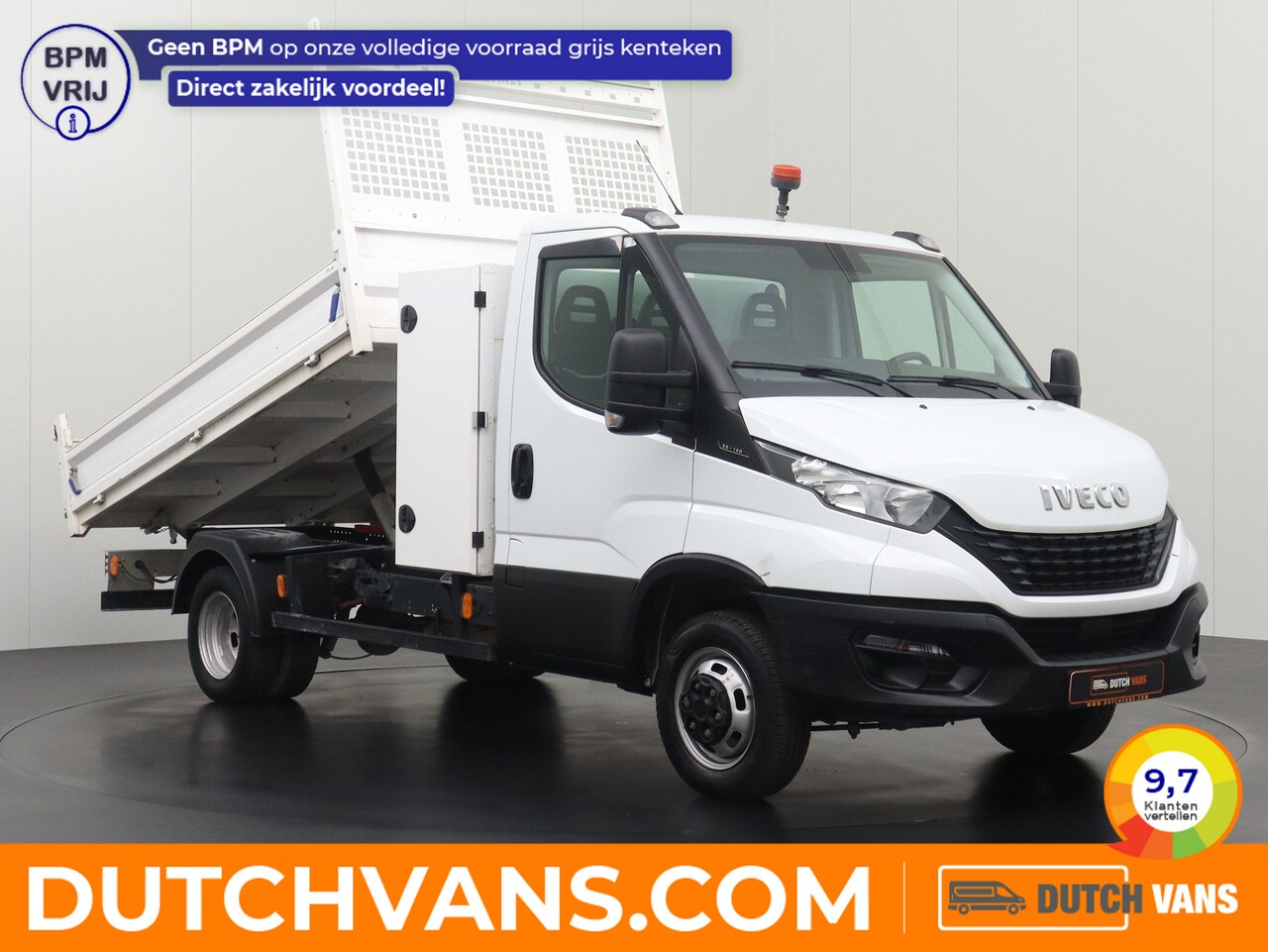 Iveco Daily - 35C14 Kipper met Toolbox | 3500Kg Trekhaak | Airco | Cruise | 3-Persoons - AutoWereld.nl