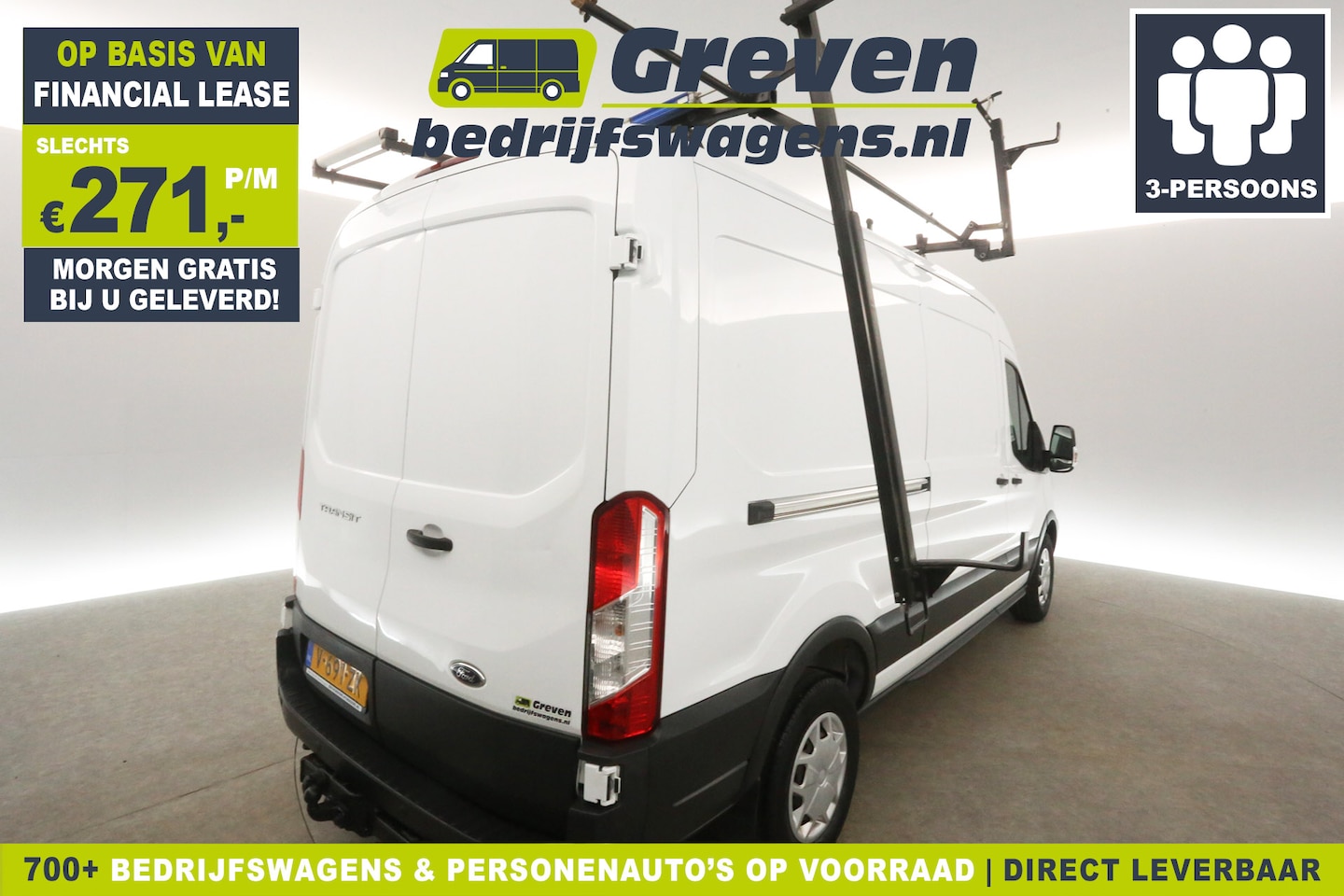 Ford Transit - 350 2.0 TDCI L3H2 2800KG Trekgew. Ladderlift Trekhaak LED Airco Cruise PDC 3 Persoons - AutoWereld.nl