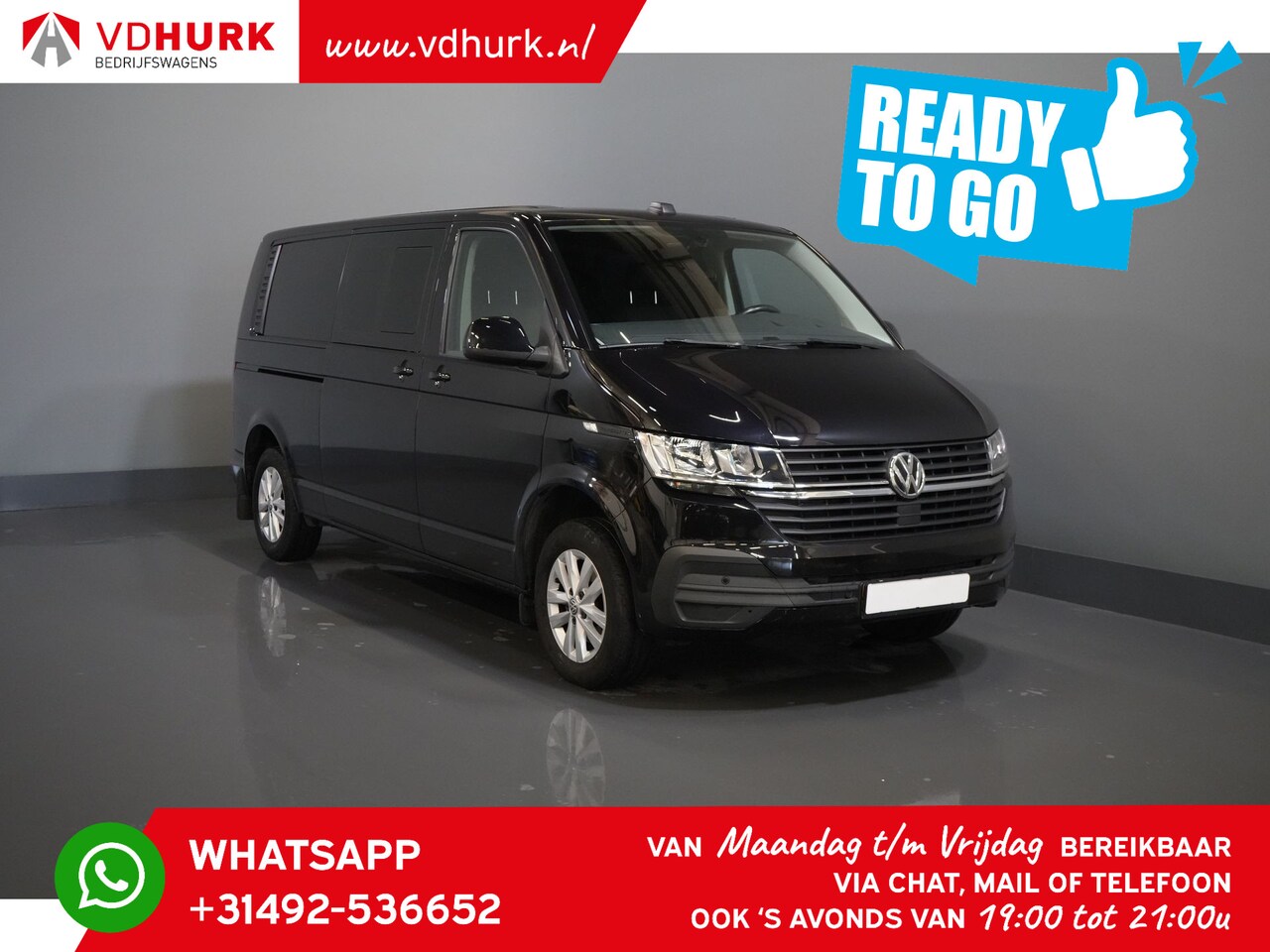 Volkswagen Transporter - T6.1 2.0 TDI 150 pk DSG Aut. L2 DC Dubbel Cabine Ready2Go Adapt. Cruise/ 2.5t Trekhaak/ Ca - AutoWereld.nl