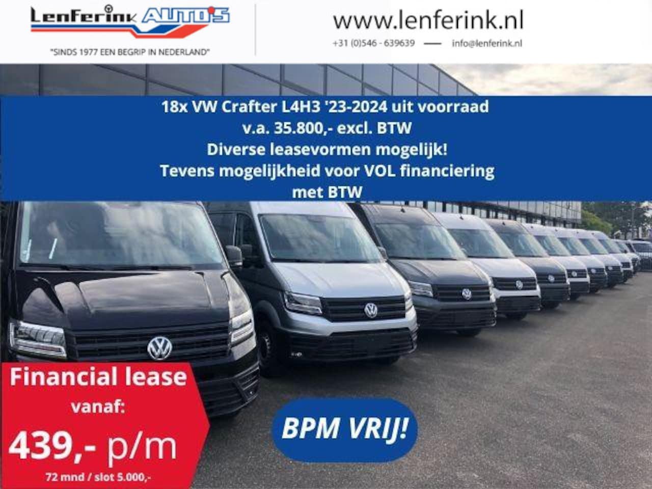 Volkswagen Crafter - 18x 2.0 TDI 140/177 pk L4H3 '23-2024 va 439,- p/m Airco, Cruise Control, PDC V+A, 3-Zits, - AutoWereld.nl