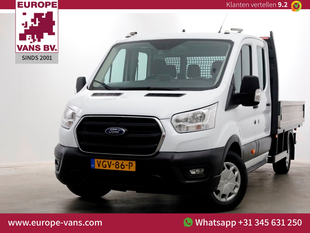 Ford Transit - 350 2.0 TDCI 170pk L3H1 D.C. RWD Open laadbak Trekhaak 3500kg 09-2020 - AutoWereld.nl