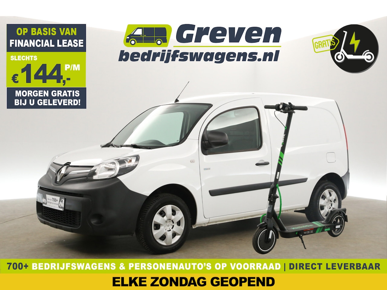 Renault Kangoo - Z.E. Huur-Accu | GRATIS E-Step! | Elektrisch Automaat Airco Stoelverwarming Schuifdeur - AutoWereld.nl