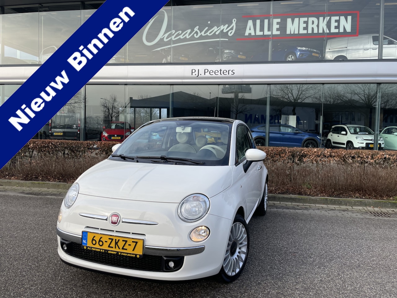 Fiat 500 - 0.9 TwinAir Lounge Mistlampen - lederen stuurwiel - radio/CD - airco - panoramadak - Licht - AutoWereld.nl