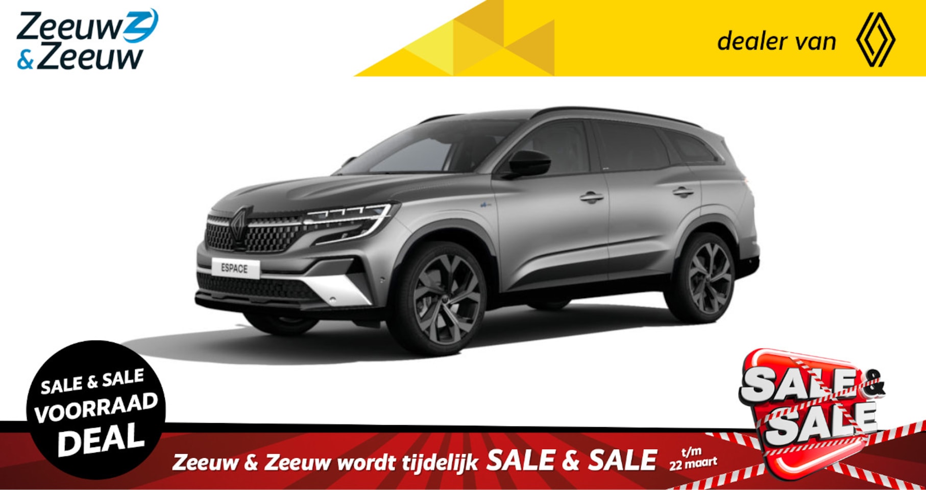 Renault Espace - E-Tech Hybrid 200 esprit Alpine 7p. | 3.000 euro Zeeuw  & Zeeuw voorraad premie - AutoWereld.nl