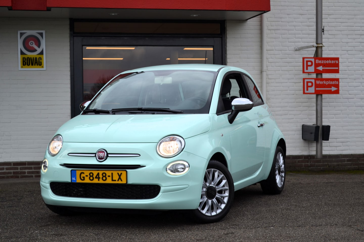 Fiat 500 - 0.9 TwinAir Turbo Young 0.9 TwinAir Turbo Young, Airco, Cruise, 12.000 km ! Retro groen - AutoWereld.nl