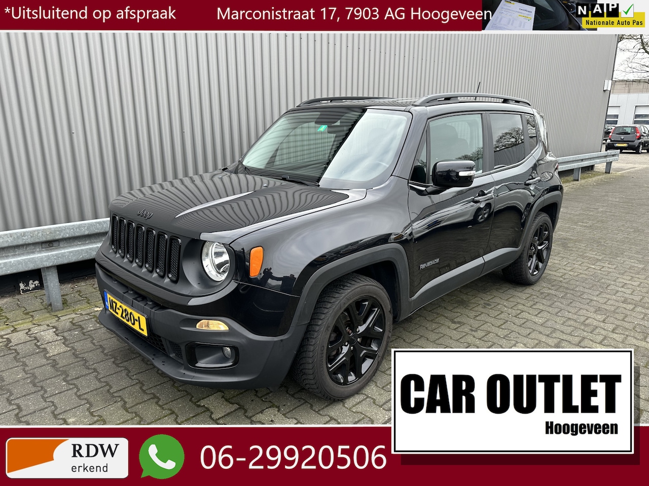 Jeep Renegade - 1.6 E-Torq Night Eagle II Navi, A/C, CC, PDC, Bluetooth / USB, nw. APK – Inruil Mogelijk – - AutoWereld.nl