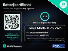 Tesla Model 3 - Long Range AWD 75 kWh 90% SOH Trekhaak 1.000kg Rood Metallic / Wit Leder