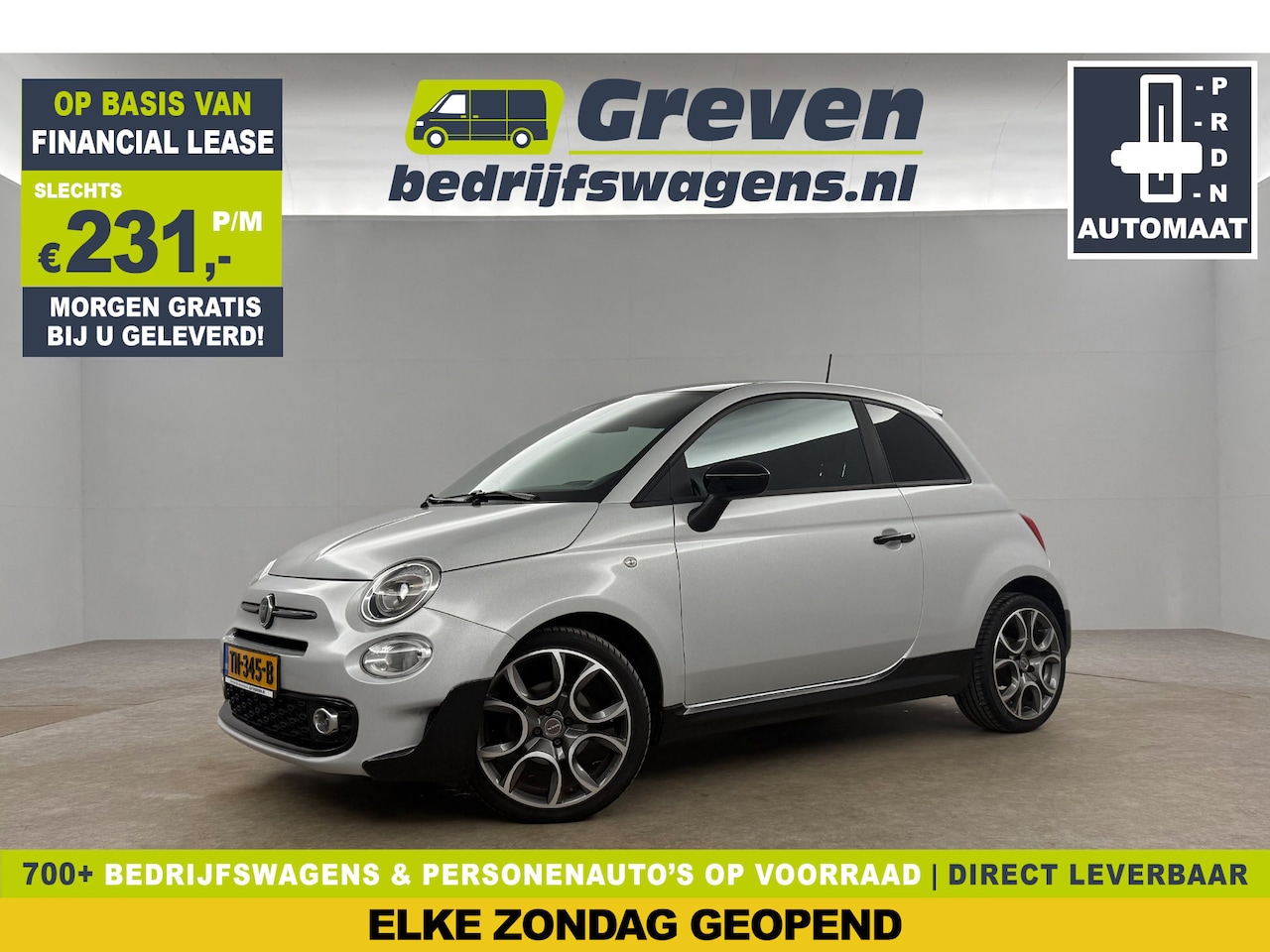 Fiat 500 - 0.9 TwinAir Turbo Sport Automaat Carplay LED Leder Clima Cruise Virtual Navi 17"LMV DAB+ P - AutoWereld.nl