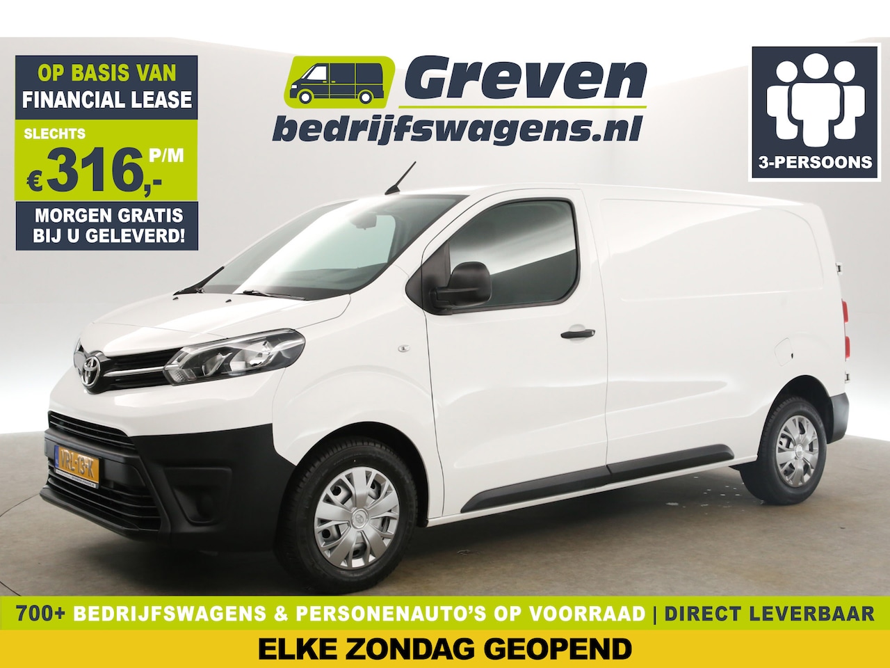 Toyota ProAce Worker - 2.0 D-4D L2H1 145PK Airco Cruise Carplay Parkeersensoren 3 Persoons DAB+ Elektrpakket - AutoWereld.nl